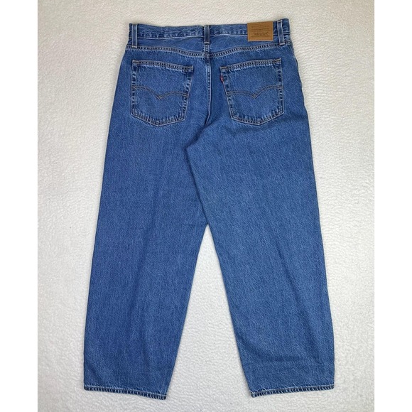 Levis Premium Baggy Dad Jeans Womens 31 Blue Medium Wash High Rise Denim Wide - Picture 2 of 16